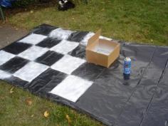 
                    
                        Halloween 2009 Decor working on checkered floor mat (used bottomless box frame on black plastic and 99.cent can of white spray paint. Floor ...
                    
                