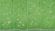 
                    
                        Play with Patterns and Prints. A swoon-worthychinoiserie wallpaper in green. Griffin and Wong's hand-painted wallpaper panels are simply stunning.
                    
                