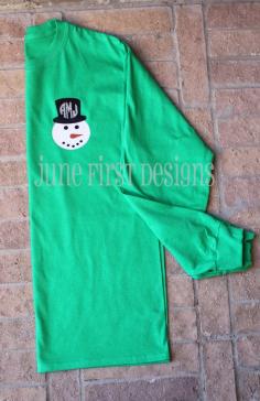 
                    
                        Monogram Snowman Christmas Glitter Tee TShirt by JuneFirstDesigns
                    
                