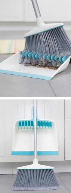 
                    
                        Dustpan with rubber teeth to comb out dust bunnies. Brilliant!
                    
                