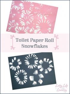 
                    
                        A fun toddler activity: make your own snowflake stamps with toilet paper rolls
                    
                