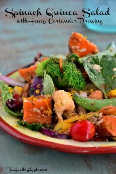 
                    
                        Spinach Quinoa Salad with Honey Coriander Dressing {Gluten-Free, Dairy-Free, Vegan} #glutenfree
                    
                