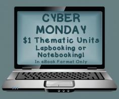 
                    
                        Cyber Monday $1 Curriculum!  Lapbooks & Note Booking eBook units!  ONE DAY ONLY!  Monday December 1, 2014.
                    
                