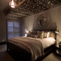 Romantic ceiling lights in master bedroom. Love this idea.