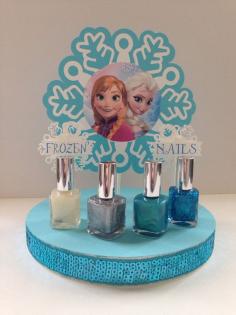 Frozen party idea - nail polish station in frosty colors and glitter!