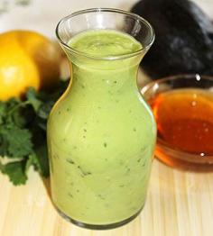 
                    
                        Honey Lemon Avocado Dressing Ingredients ▴1 avocado ▴ 2 tablespoons lemon juice ▴ 2 tablespoons red wine vinegar ▴ 2 tablespoons honey ▴ 2 tablespoons extra virgin olive oil ▴ 1/2 cup water ▴ 1/4 cup cilantro, chopped
                    
                