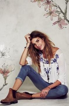 
                    
                        Free People Embroidered Peasant Top & Jeans
                    
                