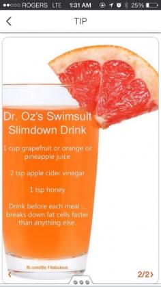 
                    
                        Weight Loss Drink... verified on Dr. oz website, also has watermelon salad and toning exercises hmm.. maybe i should do this? i think i'll try it sometime!! :)
                    
                