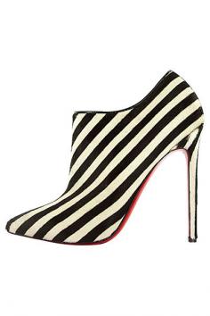 Christian Louboutin  Black & White Stripped Angle Boots #Fashion #Punk #Stripes