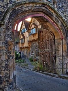 St. Swithun's Gate is from the 15th century - Winchester, England