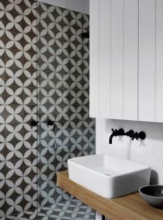 
                    
                        Geometric tile for a backsplash or wall | Whiting Bathroom with Black Tapware | Remodelista
                    
                