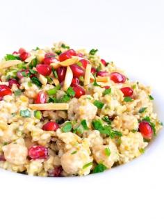 
                    
                        Freekeh with Tahini, Chickpeas and Pomegranate - The Lemon Bowl
                    
                