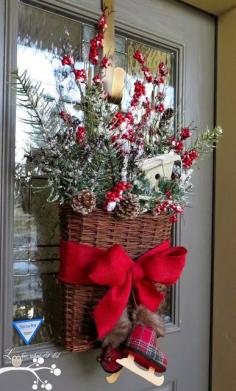 
                    
                        How about a basket of greenery instead of a wreath? I love the little skates.
                    
                