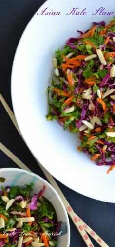 
                    
                        Asian Kale Slaw - Using kale's texture to its advantage, this slaw is crunchy and flavorful! | @Taste Love & Nourish
                    
                