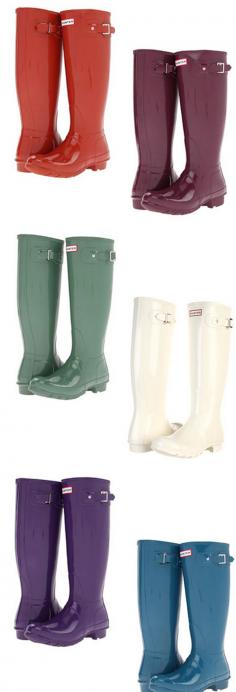 Hunter Original Wellington boots: i'll take a pair in each color, please! really like the grey and dark purple