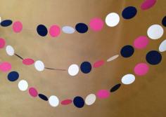 Navy Blue, Pink and White Paper Garland Birthday Party Decor, Baby Shower Decor, Nursery, Wedding and Bridal Shower Decor, Etc! on Etsy, $8.00