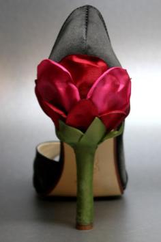 
                    
                        Custom Wedding Shoes Black Satin Peeptoes by DesignYourPedestal, $165.00 (not these colors, but such a cool shoe!)
                    
                