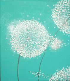 
                    
                        Abstract painting "Little Hopes" dandelion art, abstract art Swarovski crystals & glitter 24x40 turquoise mint original abstract painting. $229.00, via Etsy.
                    
                