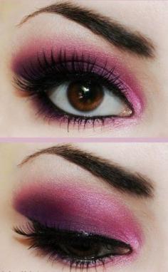 Eye shadow colors for brown eyes - pink/magenta smokey eyes