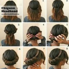 Chignon headband #hairstyles