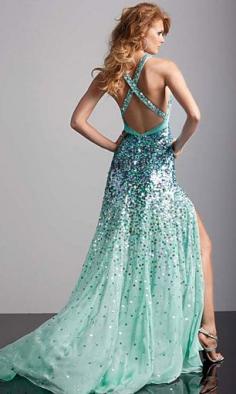 Lavender, Green High neck A-line Sequined Ruched Chiffon Floor length Prom Gowns for Cheap