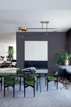 
                    
                        emerald seating + bursts of greenery mixed with a neutral charcoal palette
                    
                