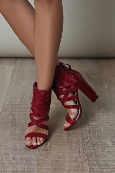 
                    
                        Red chunky high heels
                    
                