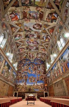 The Sistine Chapel, Vatican City, Rome, Italy.   One of the most amazing, moving places I've ever been.