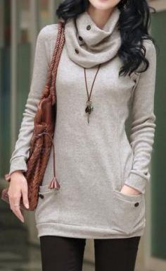 Trendy Long Sleeve Sweater With Scarf For Women. Amazingly cheap,cute clothes! Love this site!