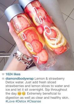 Strawberry and lemon detox water www.skinnylife.com.au  #detox #teatox #teadetox #weightloss #healthy #skinny #skinnylifetea #transformation #fit #fitspo #inspiration #detoxwater #raw #cleaneating #vegan #instadaily #yum #food #foodporn