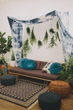 How cool would a pale pink tie dye canopy be for the ceremony? Bohemian DIY Decor: 10 Projects for a Colorful, Layered & Eclectic Look