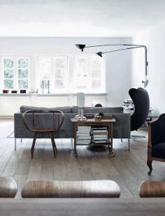 Living Room. Converted Hamburg Warehouse. Modern. Decor. Design. Wood Floors. Bright. Interiors.