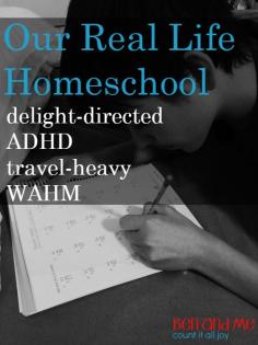 
                    
                        I’ll be giving you a peak all week into what homeschooling looks like for us — a Christian, delight-directed, mostly unit study homeschool with an only child in middle school, who happens to have ADHD, a work-at-home-mom with chronic pain, and a dad who travels a lot (and takes us with him much of the time).
                    
                