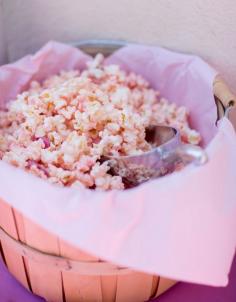 Pink white chocolate popcorn for princess   party. Pinning for future possible party ideas for my princess