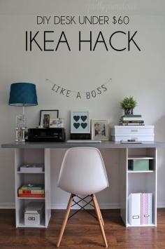 IKEA HACK - easy DIY desk for under $60! Desk ideas