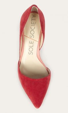 
                    
                        Red suede mid heel d'Orsay pump. - fashion trend - ==
                    
                