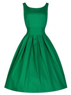 Green Sleeveless Audrey Hepburn Style Dress - wsdear