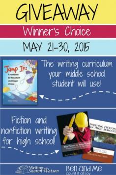 
                    
                        Writing with Sharon Watson Giveaway -- wonderful writing curriculum for middle and high school + another surprise giveaway for even more curriculum!
                    
                