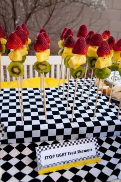 Stop Light Skewers:  Red, yellow, and green ... Great for snack time!