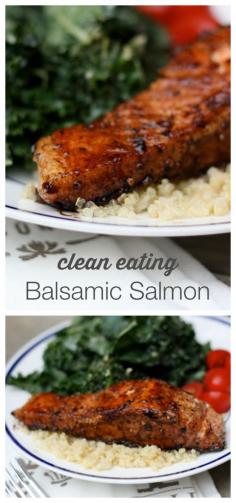 
                    
                        One of my favorite salmon recipes = Clean Eating Balsamic Salmon
                    
                