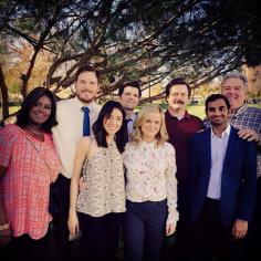 
                    
                        Parks and Recreation cast. Retta, Chris Pratt, Aubrey Plaza, Adam Scott, Amy Poehler, Nick Offerman, Aziz Ansari, and Jim O'Heir.
                    
                