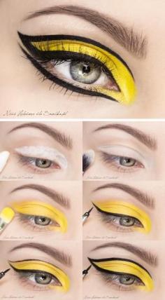 Yellow and Black Eye Makeup. #Makeup #Eye_Makeup #Tutorial #Tutorials