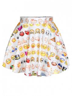 Women Fashion Cute Emoji Printed Mini Skirt on http://www.wsdear.com/