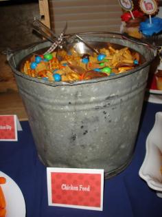 
                    
                        chicken 'feed' (chex mix and m's) for farm party
                    
                
