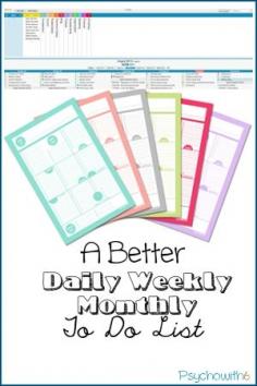 
                    
                        A Better Daily Weekly Monthly To Do List. Free printable from JanaLaurene.com or Mac app
                    
                