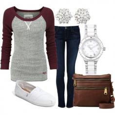 Baseball tee! Toms. Cute outfit.