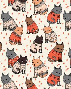 Sweater Cats - by Andrea Lauren Art Print by Andrea Lauren Design - $16.00