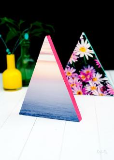 Display your favorite photos with inventive neon triangle frames. | 35 DIY Projects That Are Just F@*king Awesome