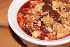 
                    
                        Strawberry Graham Cracker Crisp, 4 weight watchers points plus, 150 calories - a twist on a traditional strawberry crisp with dark chocolate, pecans, and graham crackers
                    
                