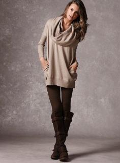 Multi way tunic sweater plus leggings and boots | Women Fashion Galaxy